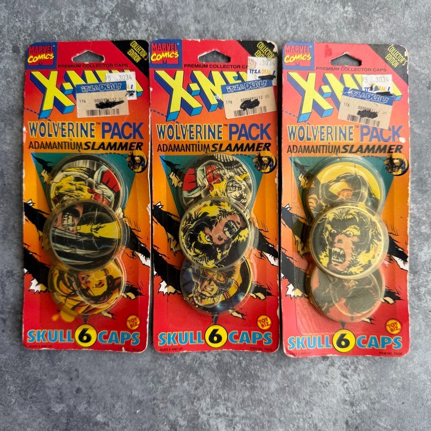 Vintage X-Men Marvel Wolverine Pack Adamantium Slammer Pog Caps Toy Biz NEW