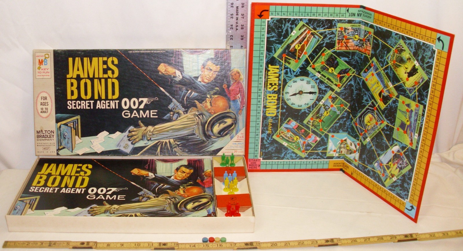 JAMES BOND SECRET AGENT 007 BOARD GAME SEAN CONNERY 1964 MILTON BRADLEY COMPLETE