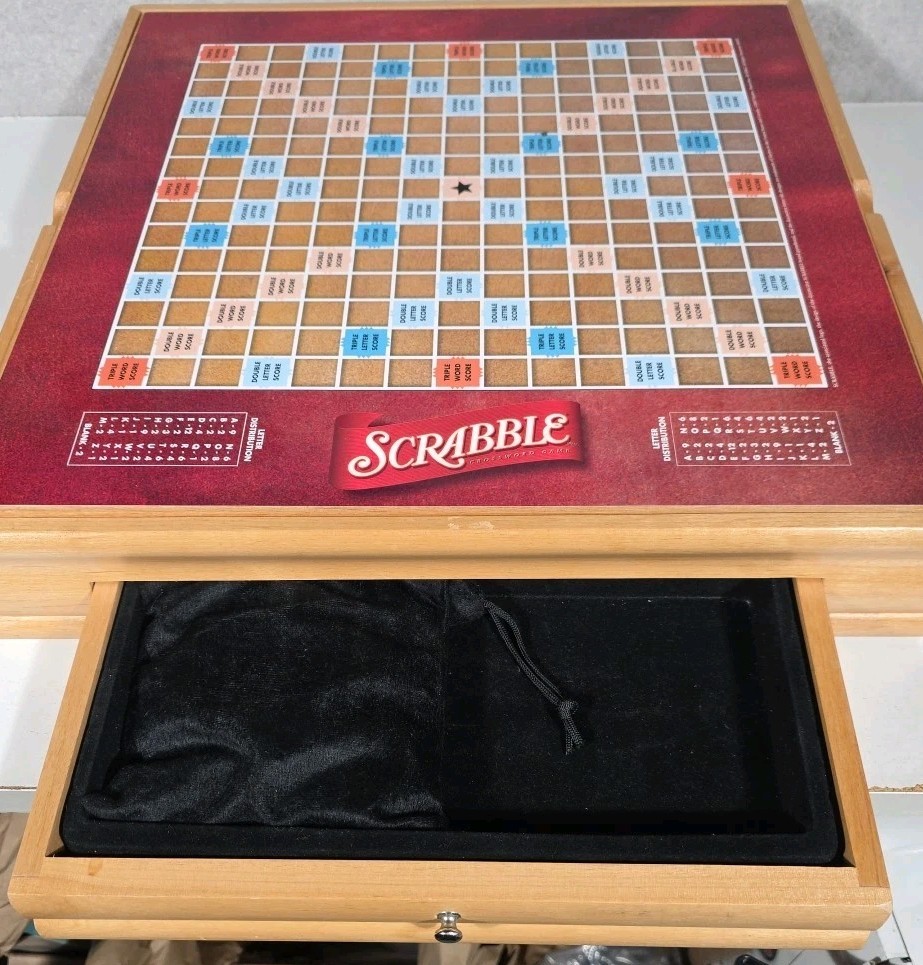 Monopoly Scrabble +4 Classic Games Solid Wood Cabinet Some Parts Sealed Unused