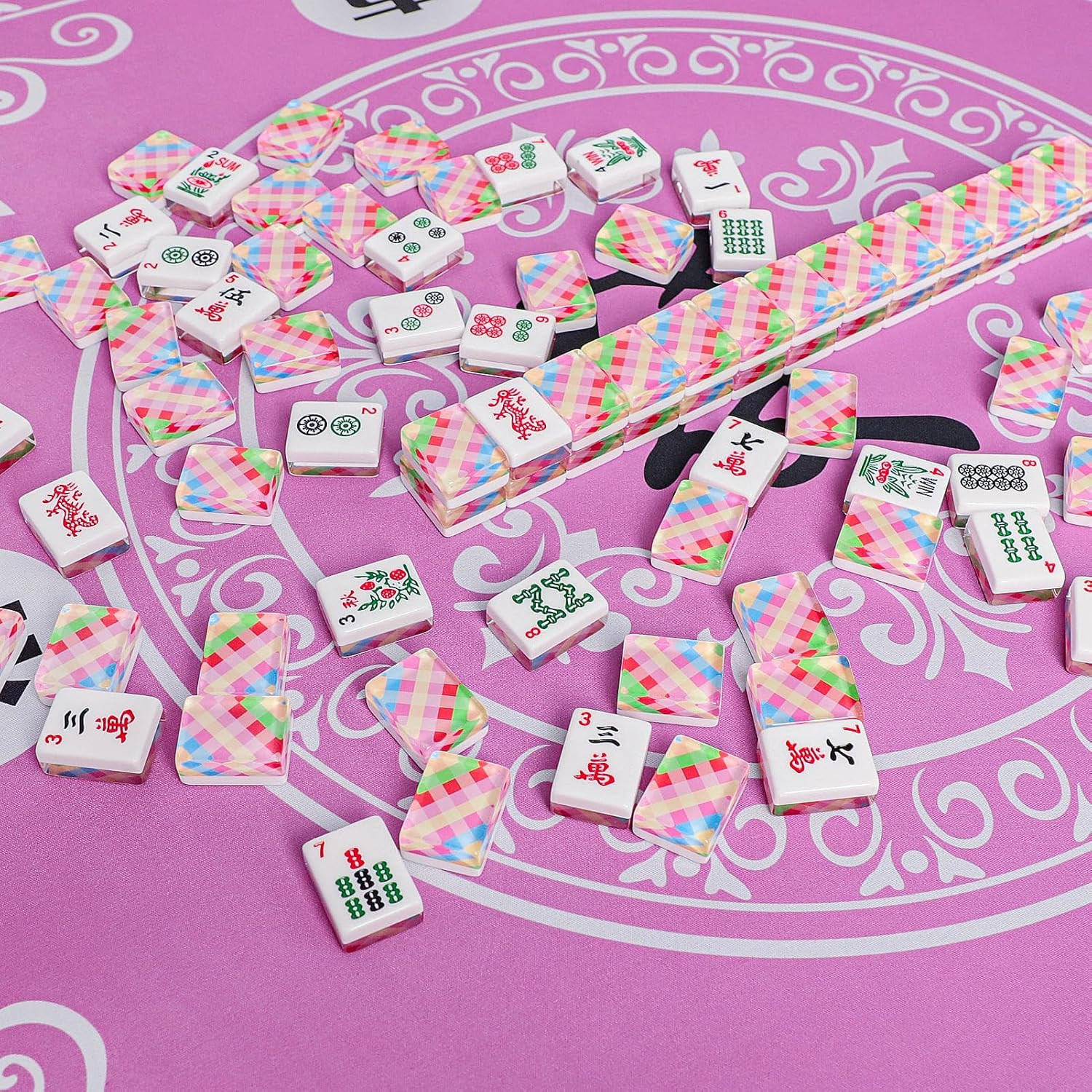 Set of American Mahjong Tiles, 166 Premium Acrylic Tiles with Colorful Prints(1.