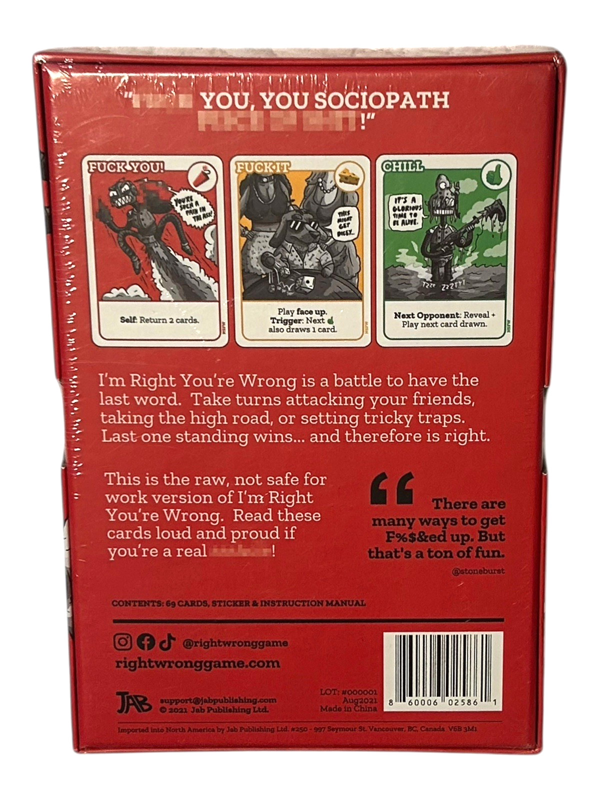 Adult Card Game I’m Right You’re Wrong NSFW for 2-5 Players Ages 21+