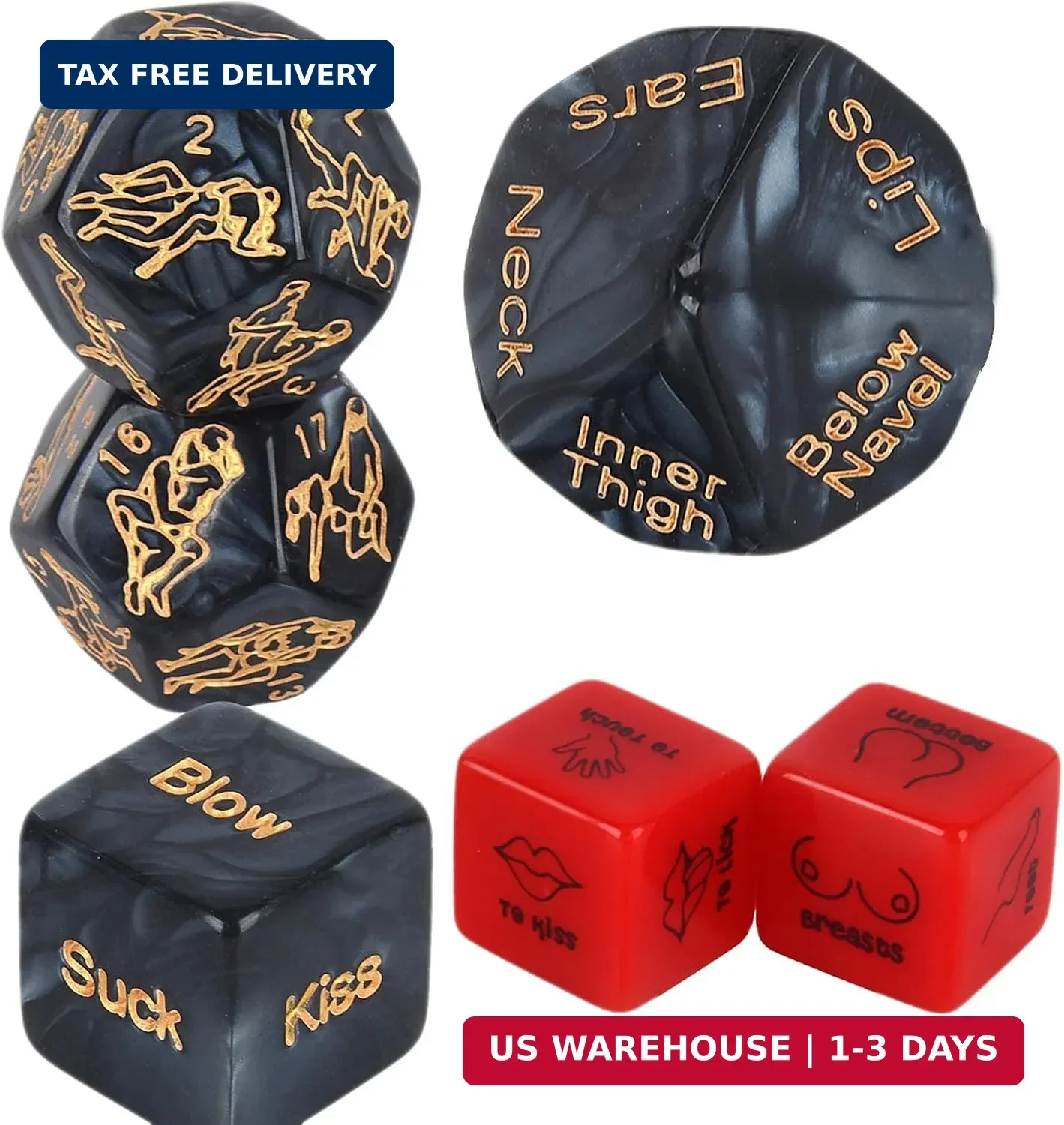 Romantic Naughty Dice Set for Adults Games, Date Night Dice Couples Gift, Fun Ni