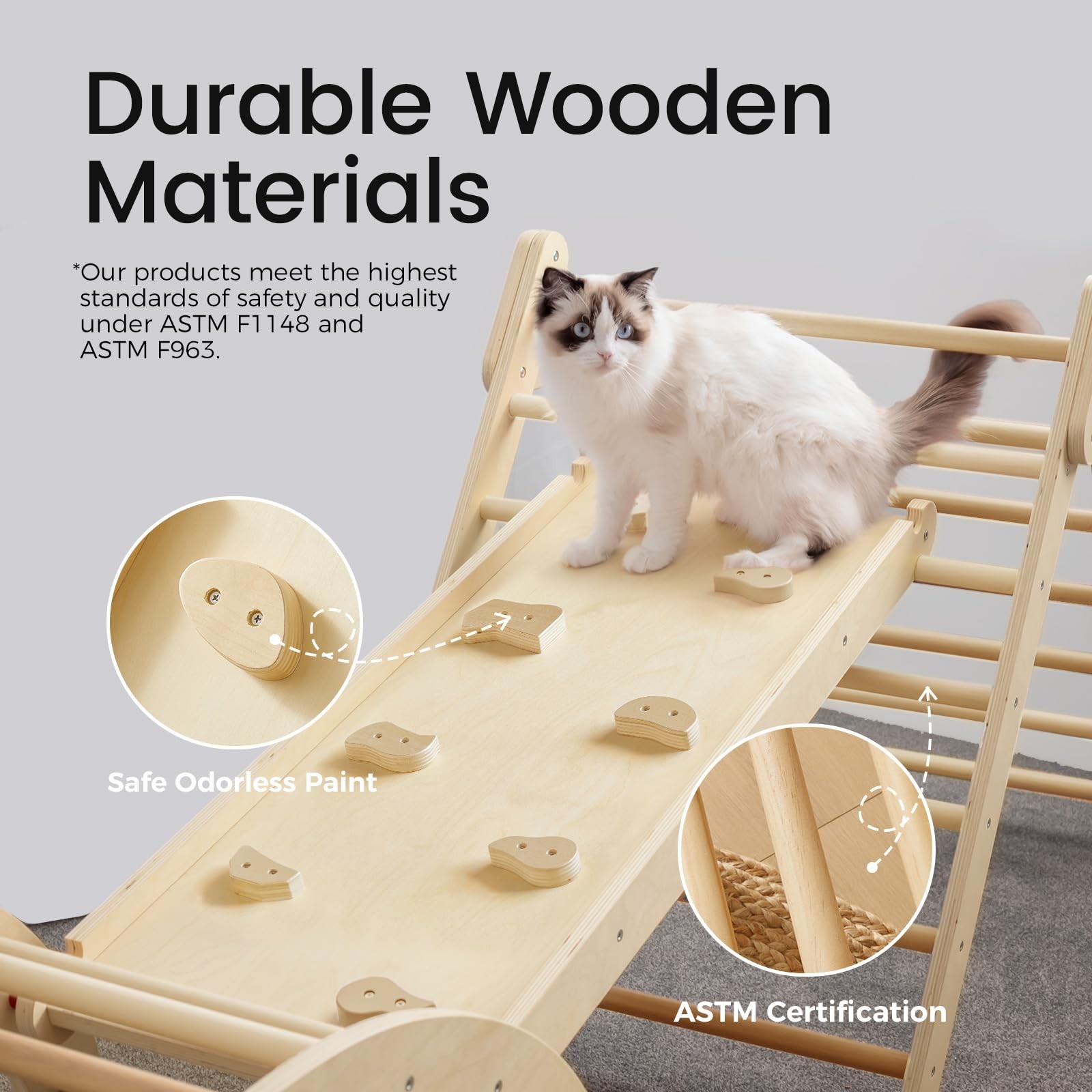 Pikler Triangle 7-in-1 Foldable Climbing Toy Set Kids Montessori Natural Tiny
