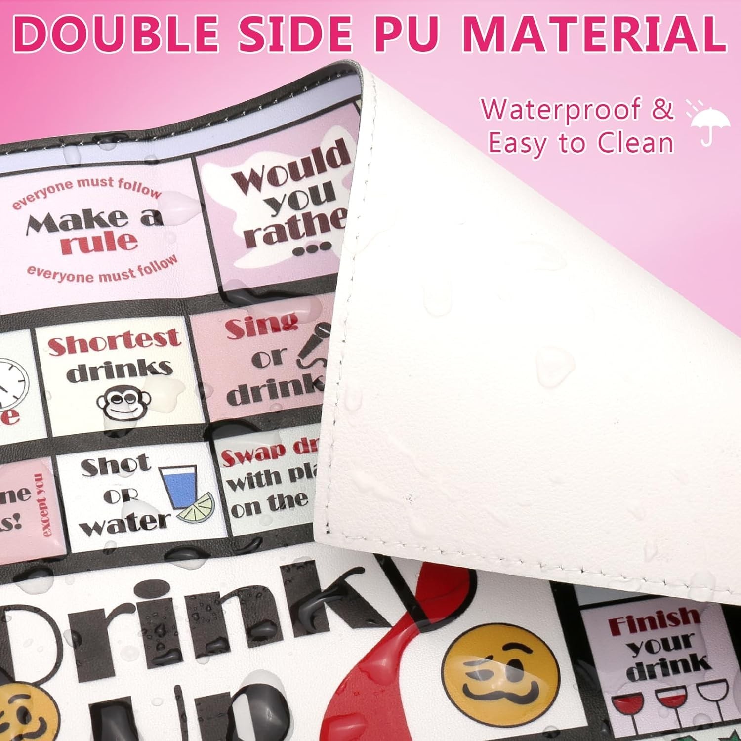 Drinking Board Games for Adults Girls Night,Waterproof Leather Mat Drinking G…