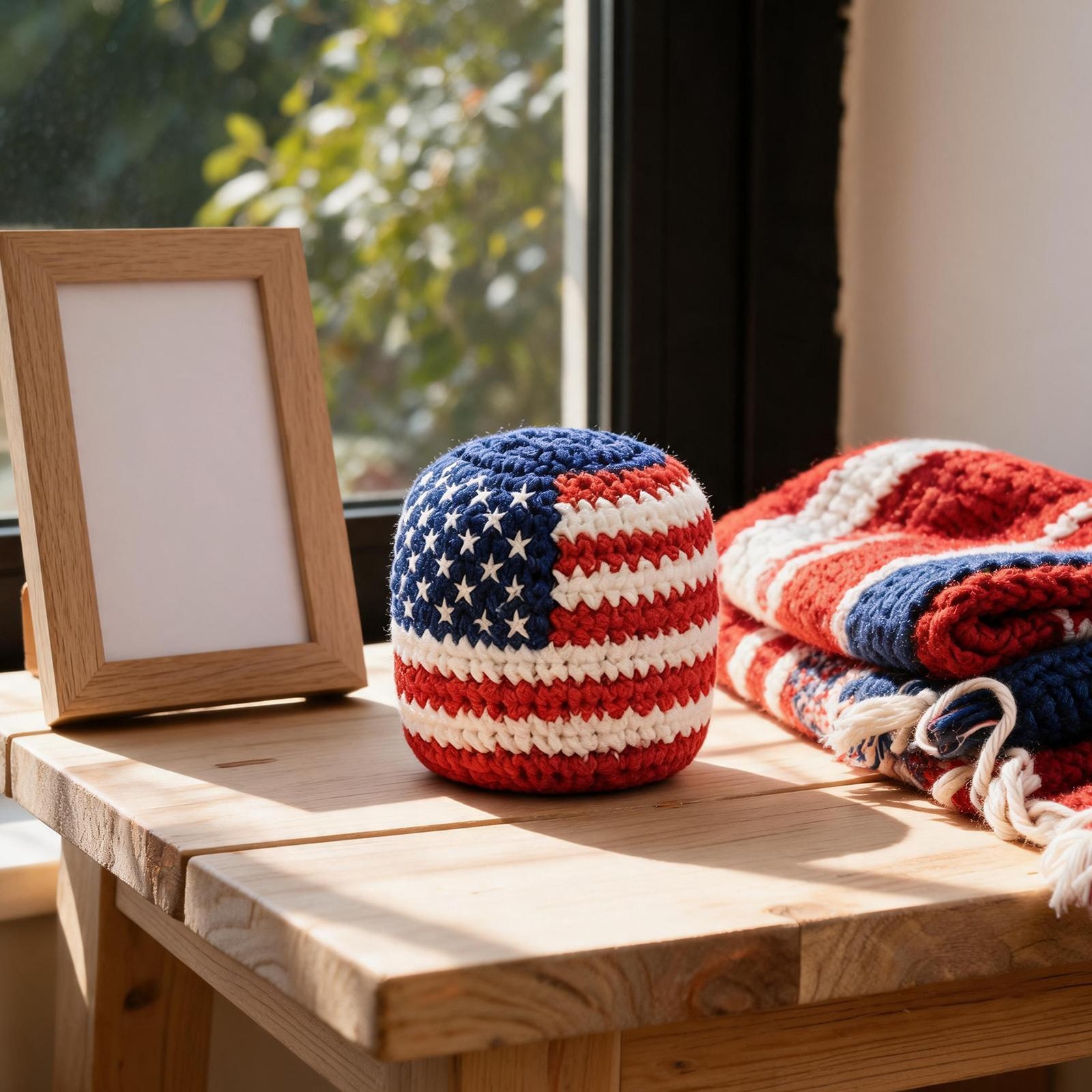 Harliver Patriotic Hand-Made Knitted Footbags, US Flag Shaped Crochet Hacky Sack
