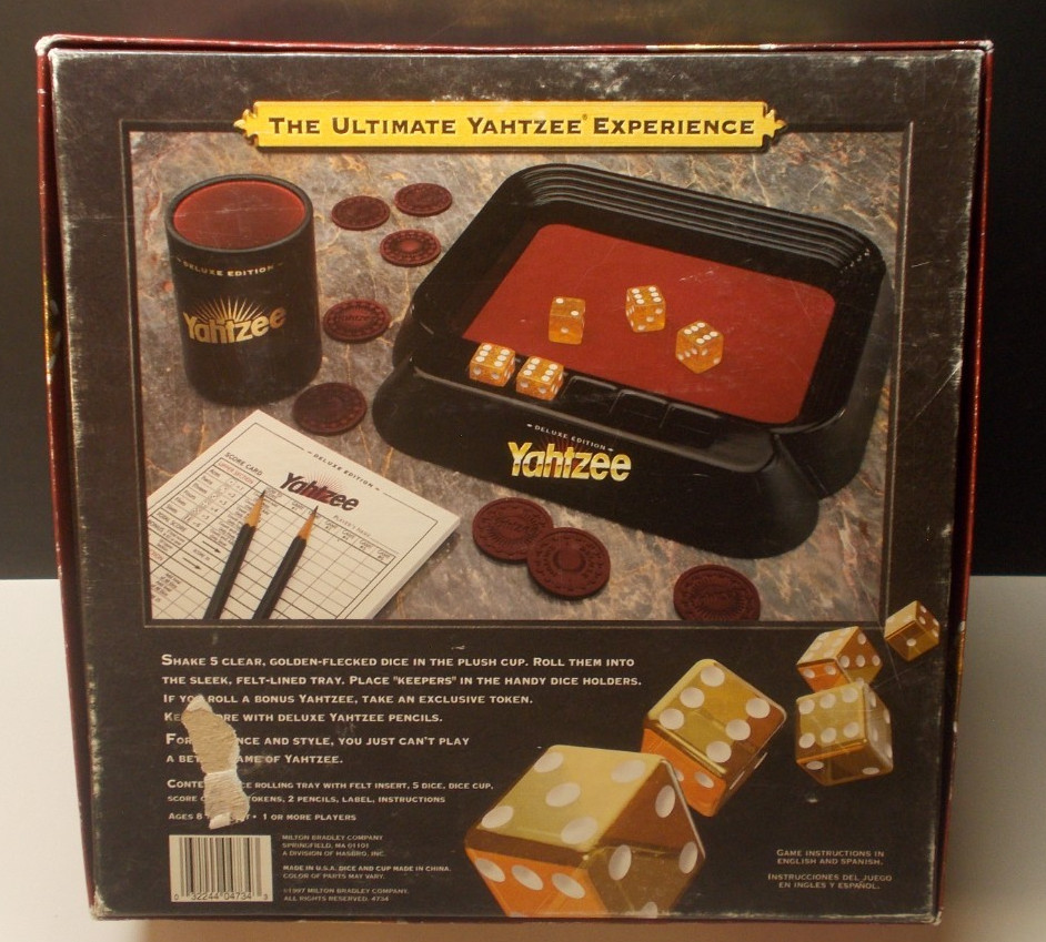 Milton Bradley Deluxe Edition Yahtzee Dice Game 1997 Complete