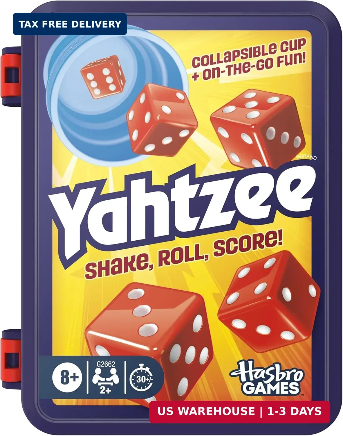 Hasbro Gaming Yahtzee Dice Game | with Collapsible Cup & Storage Case | Fun Fami