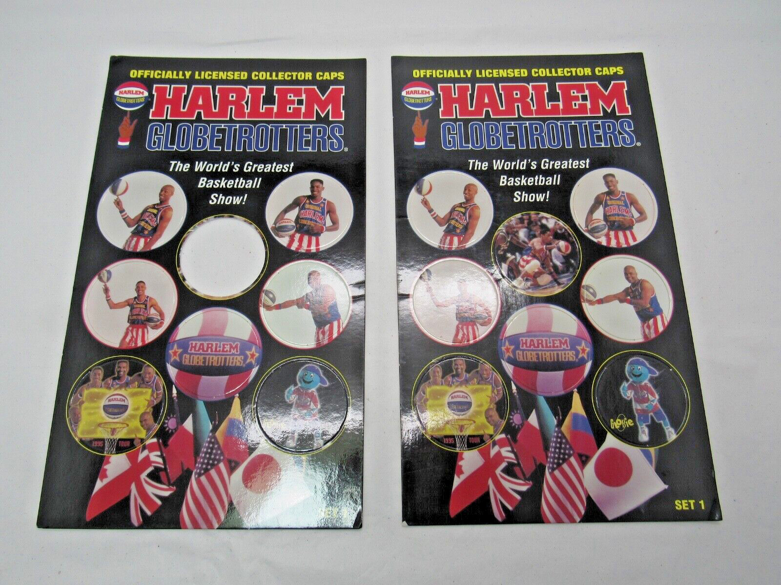 1995 Harlem Globetrotters 15 Officially Licensed Collector’s Caps Pogs Milk Caps