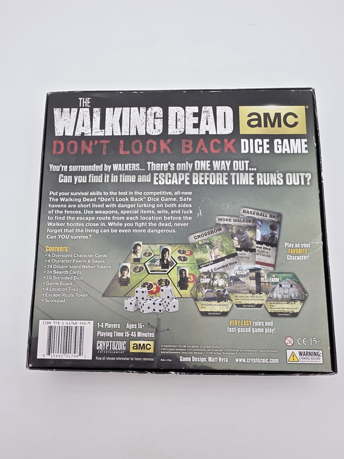 THE WALKING DEAD dont look back DICE GAME BOARD GAME amc CRYPTOZOIC Complete