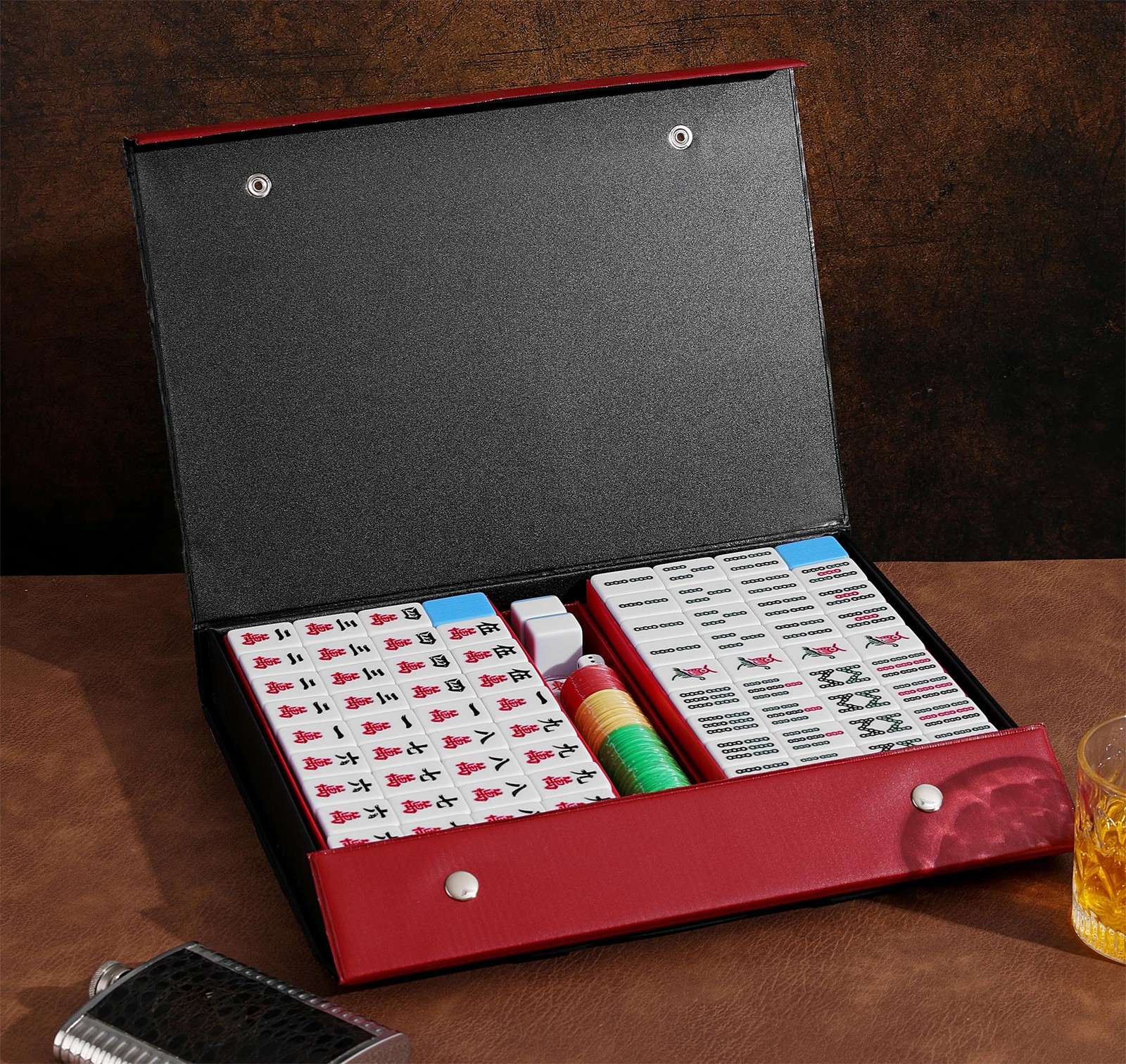 Mose Cafolo Traditional Chinese Mahjong Set – 144 Melamine 34mm Standard Size…