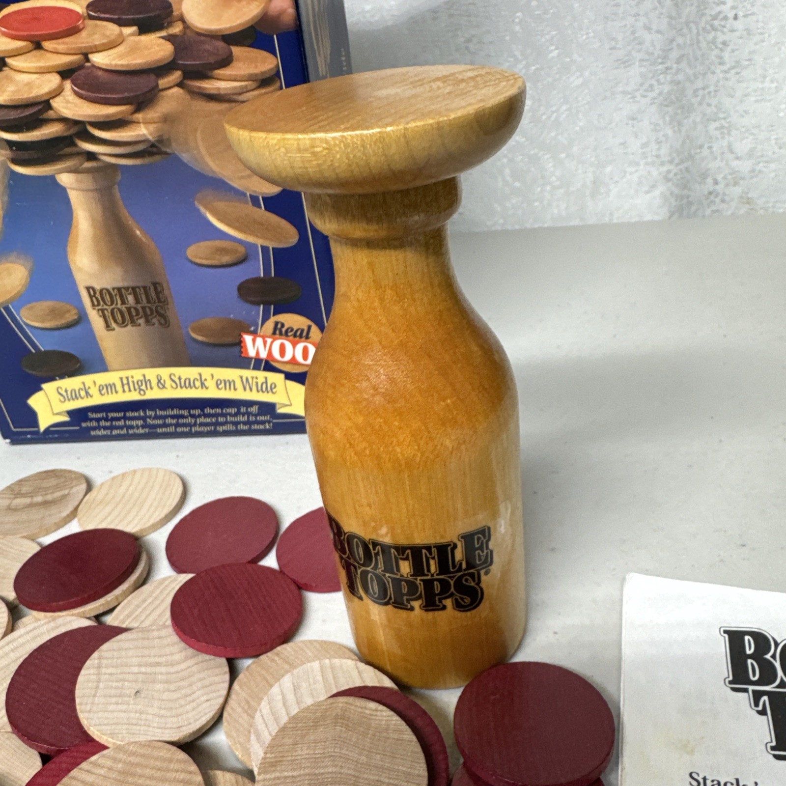 Parker Brothers Bottle Topps Game Real Wood Stacking Game 1993 Ages 8 & Up