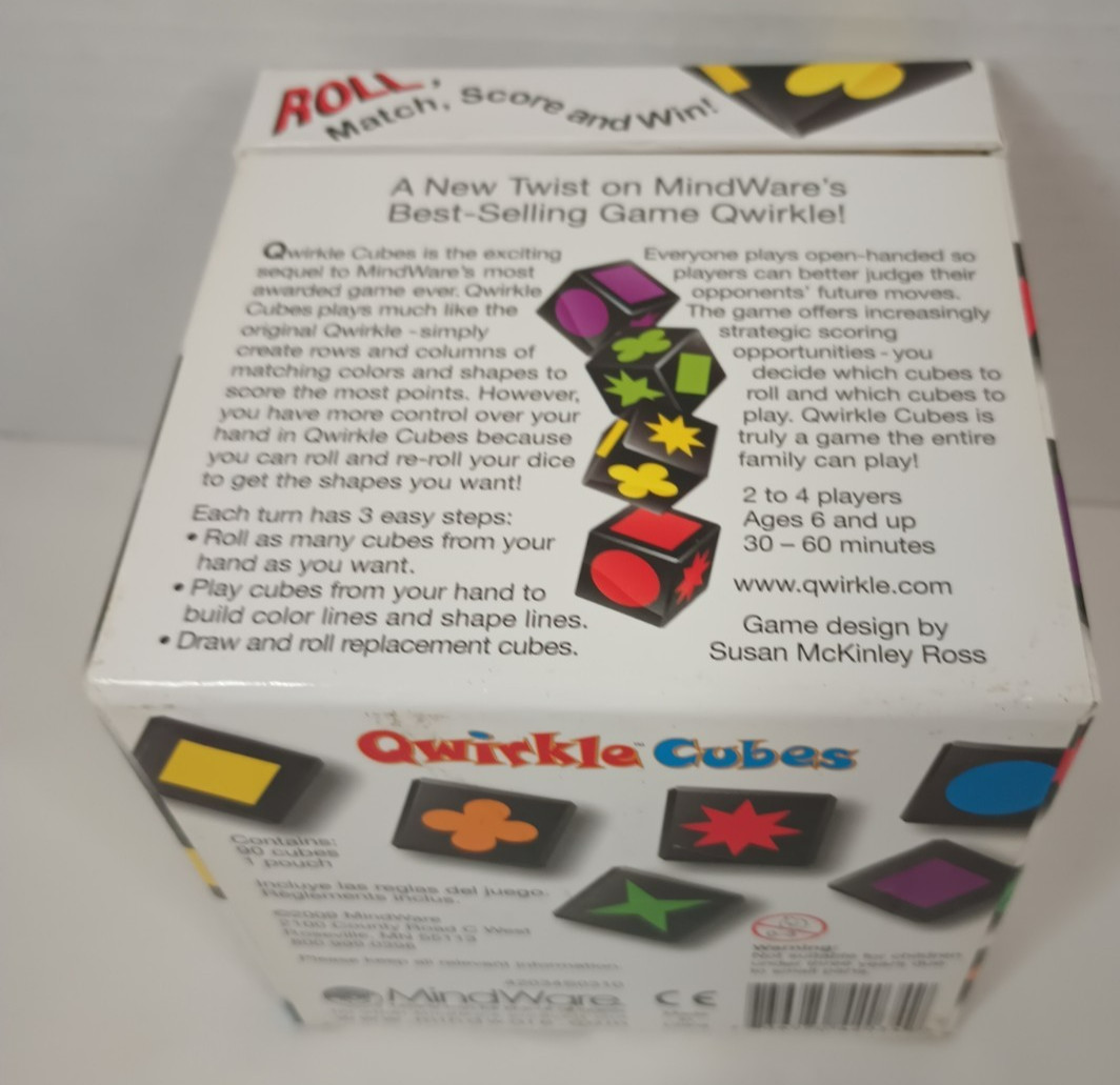 Qwirkle Cubes Game Mix Match Roll Win Mindware 2009 Dice Family Night Complete