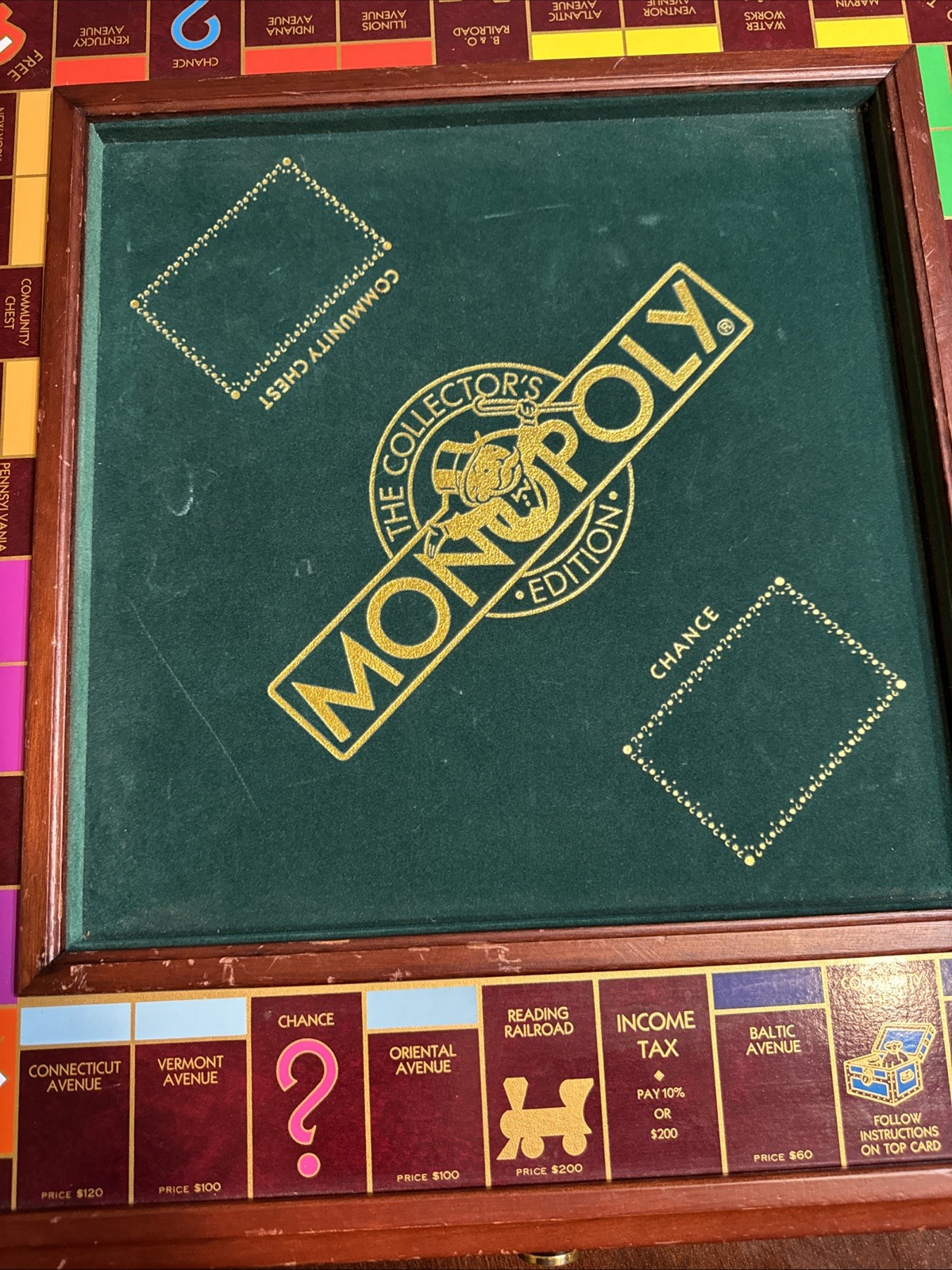 Monopoly Collector’s Edition Franklin Mint Wood Game Board w/ Standard Pieces