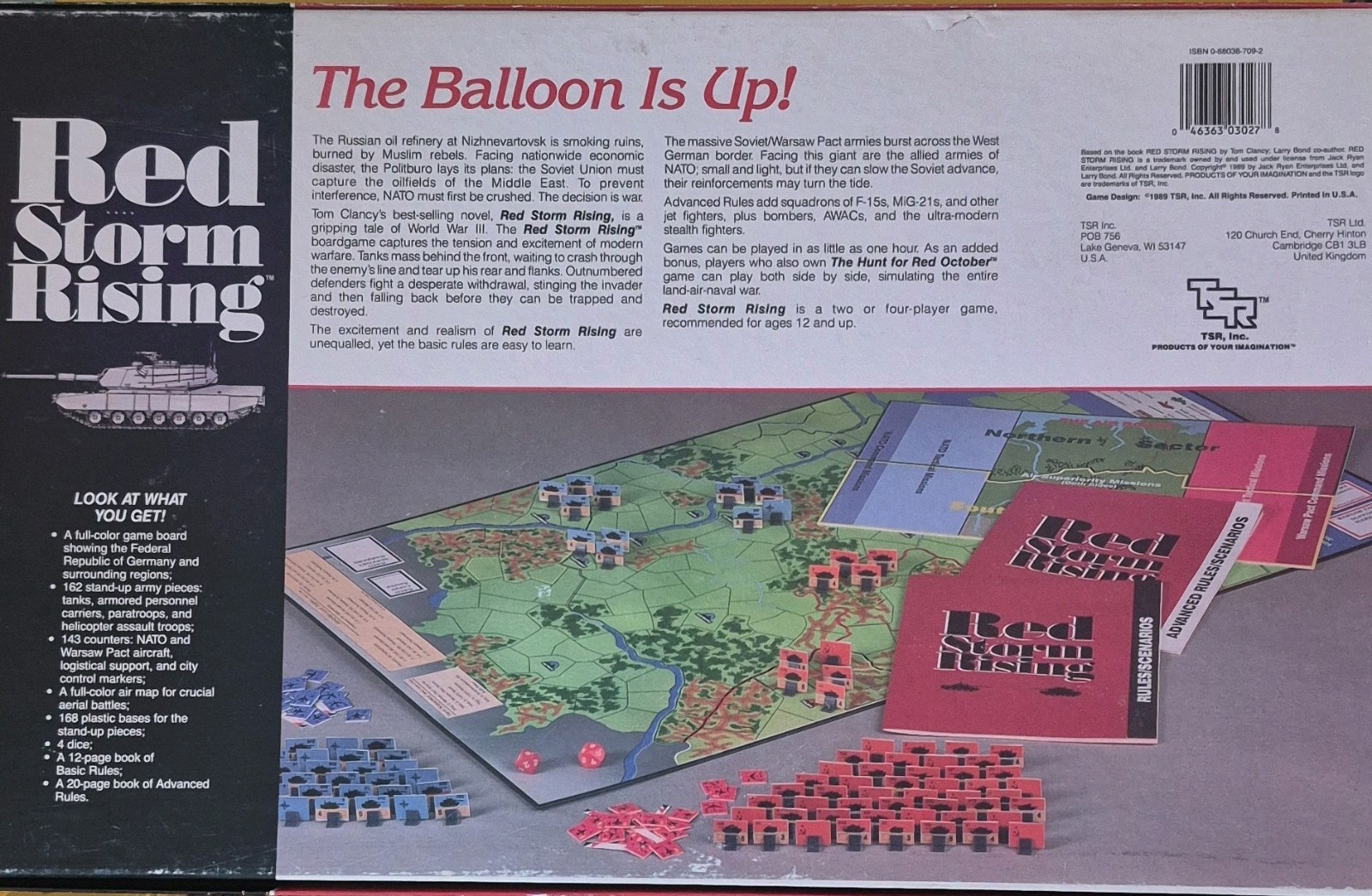 TSR Red Storm Rising War Board Game 1989 Dice Game Board Rulebook Plastic Bases