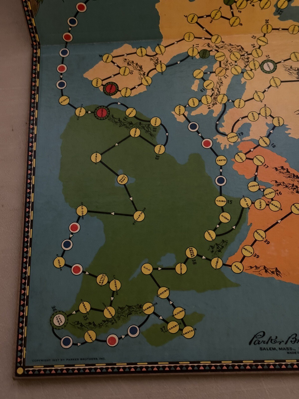RARE Lowell Thomas Travel Game World Cruise 1937 Parker Bros. GAME BOARD ONLY