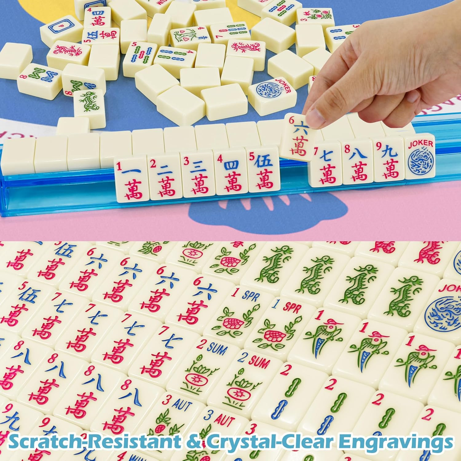 American Mahjong Game Set, 166 Premium Tiles, 1.2-Inch Mahjong Tile Set