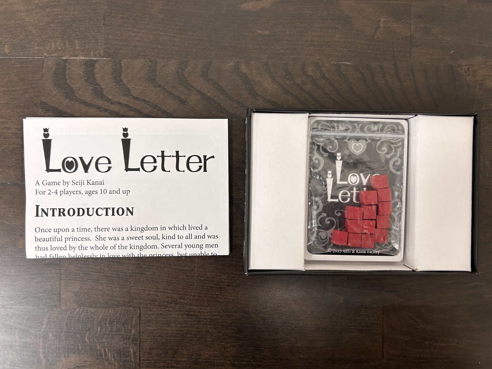 AEG – Love Letter Card Game Kanai Factory Limited Edition – COMPLETE! EXCELLENT!