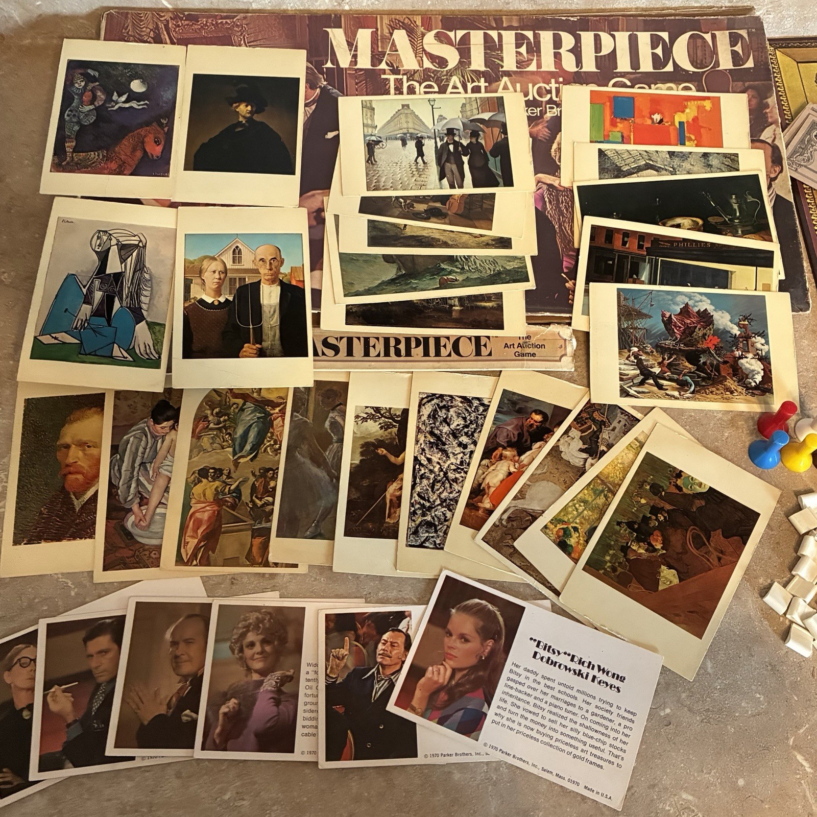 1970 Parker Brothers Masterpiece Art Auction Game Missing 1 Pawn Read