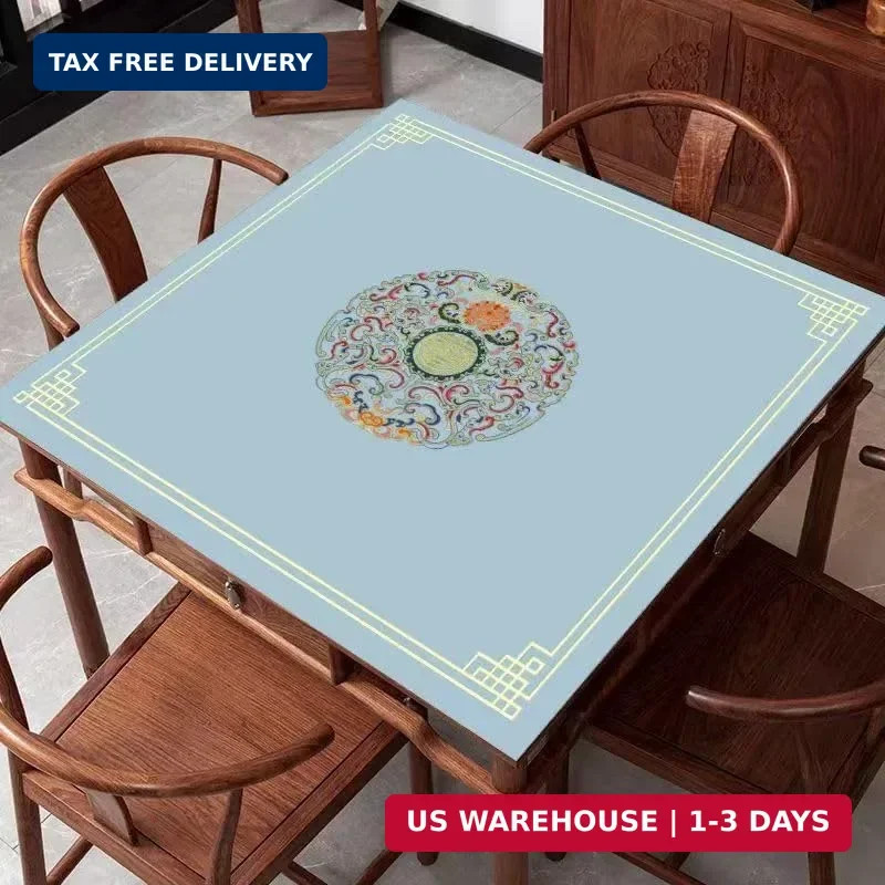 Chinese Style Mahjong Mat, 31.5 * 31.5” Anti Slip and Noise Reductio Light Blue