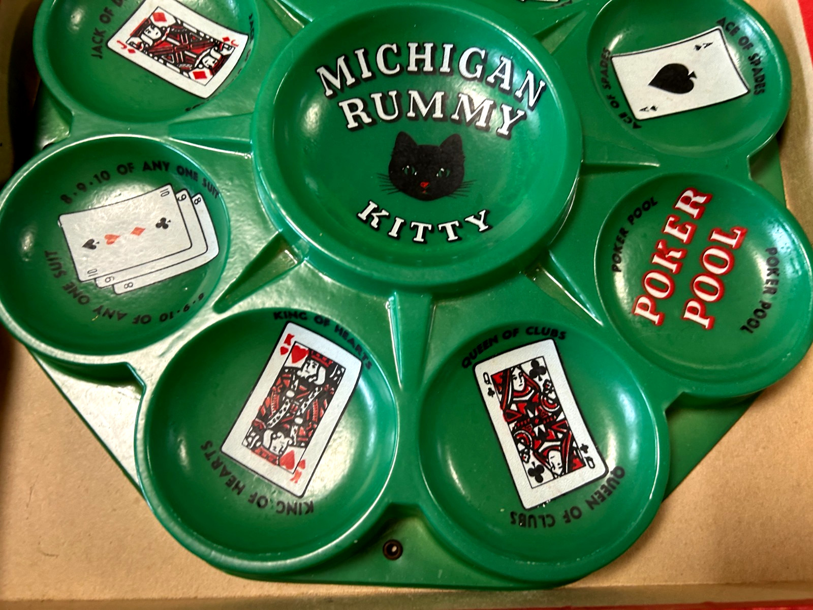 Vintage 1958 Michigan Rummy Playing Tray, Transogram Comp NY Very Nice Cond