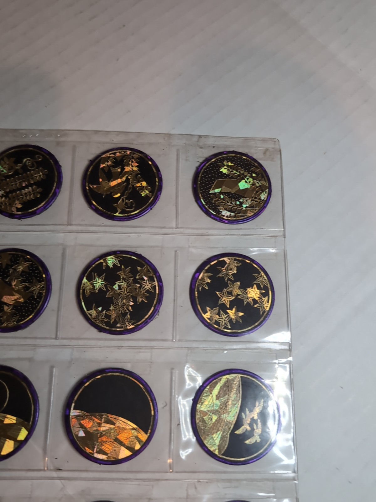 Pogs Pogs Lot Hanafuda Japanese Hawaii Set Of 48 Loose Black Purple Gold