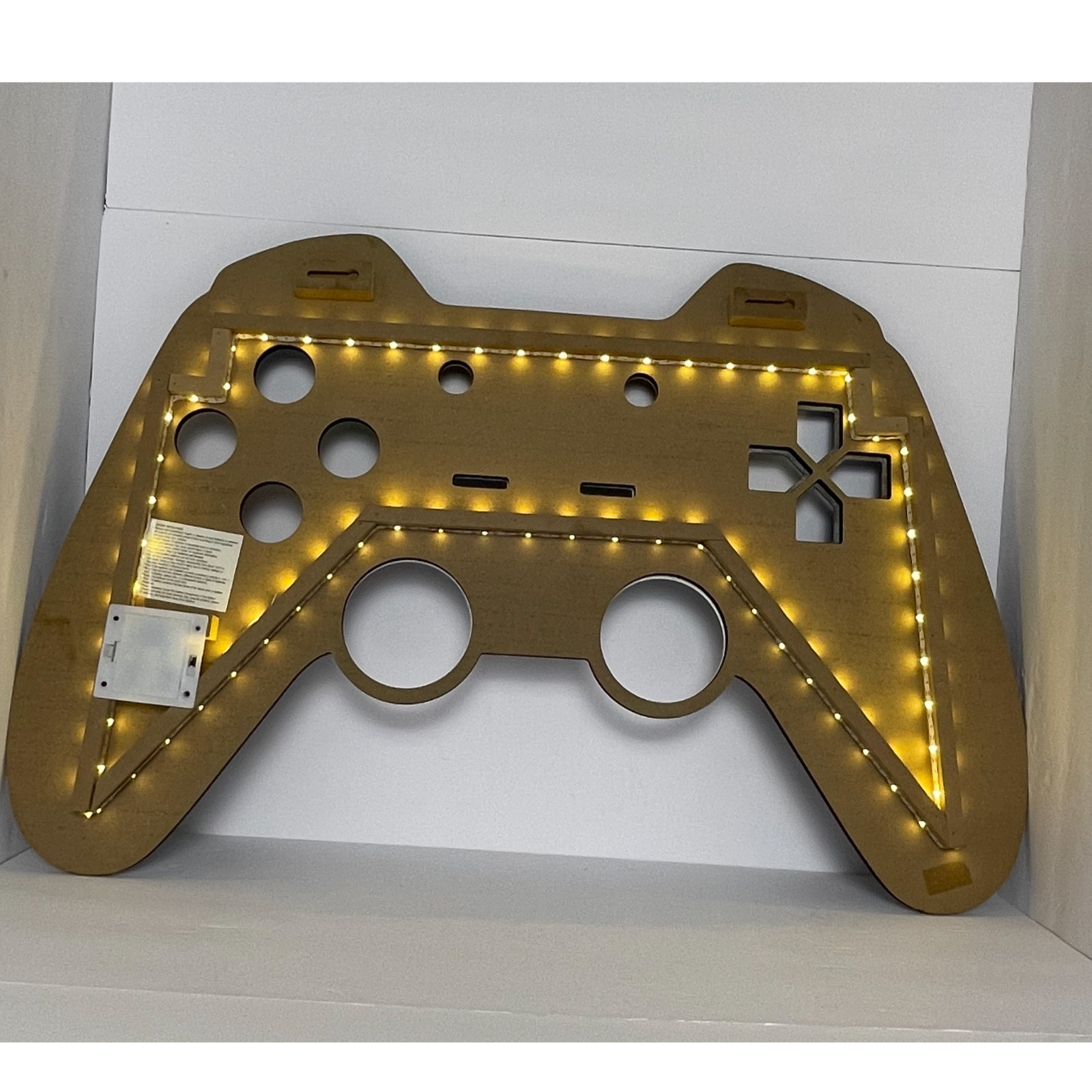 Game Controller LED Light Up Wood Wall Decor Gamer Room Gaming Wall Art 30 Inch