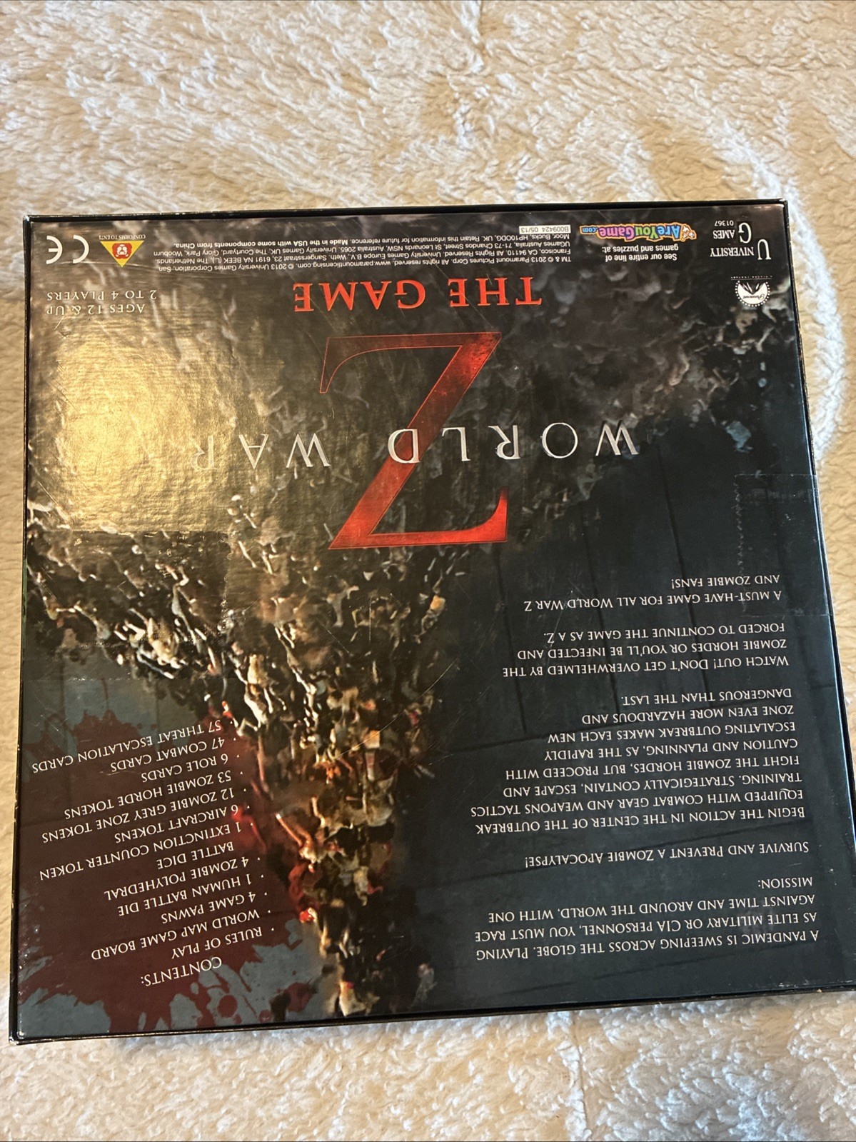World War Z The Game Zombie Apocalypse Movie Board Game University Games NEW