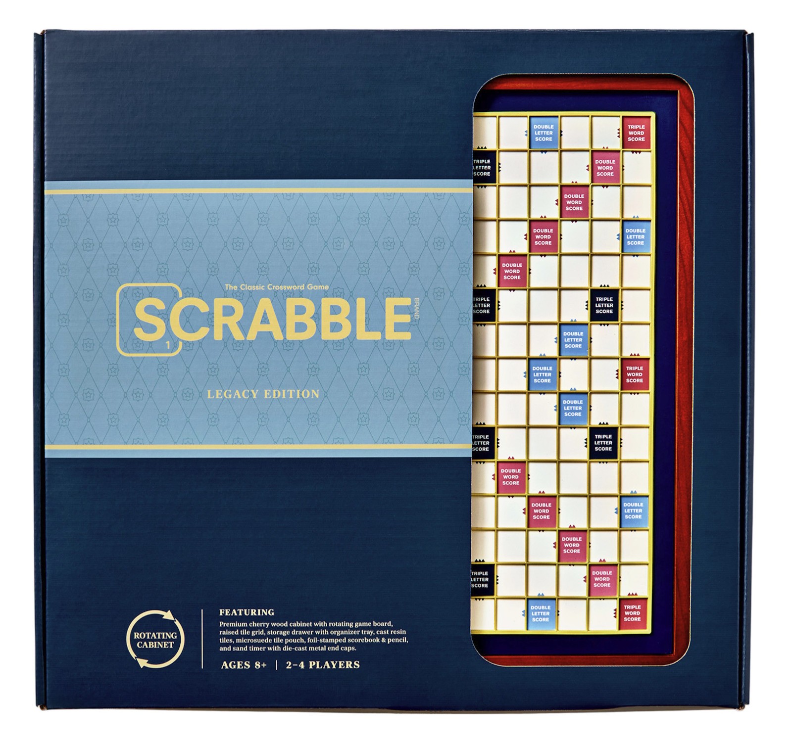 Scrabble Legacy Edition with Rotating Wooden Game Board by WS Game Company New