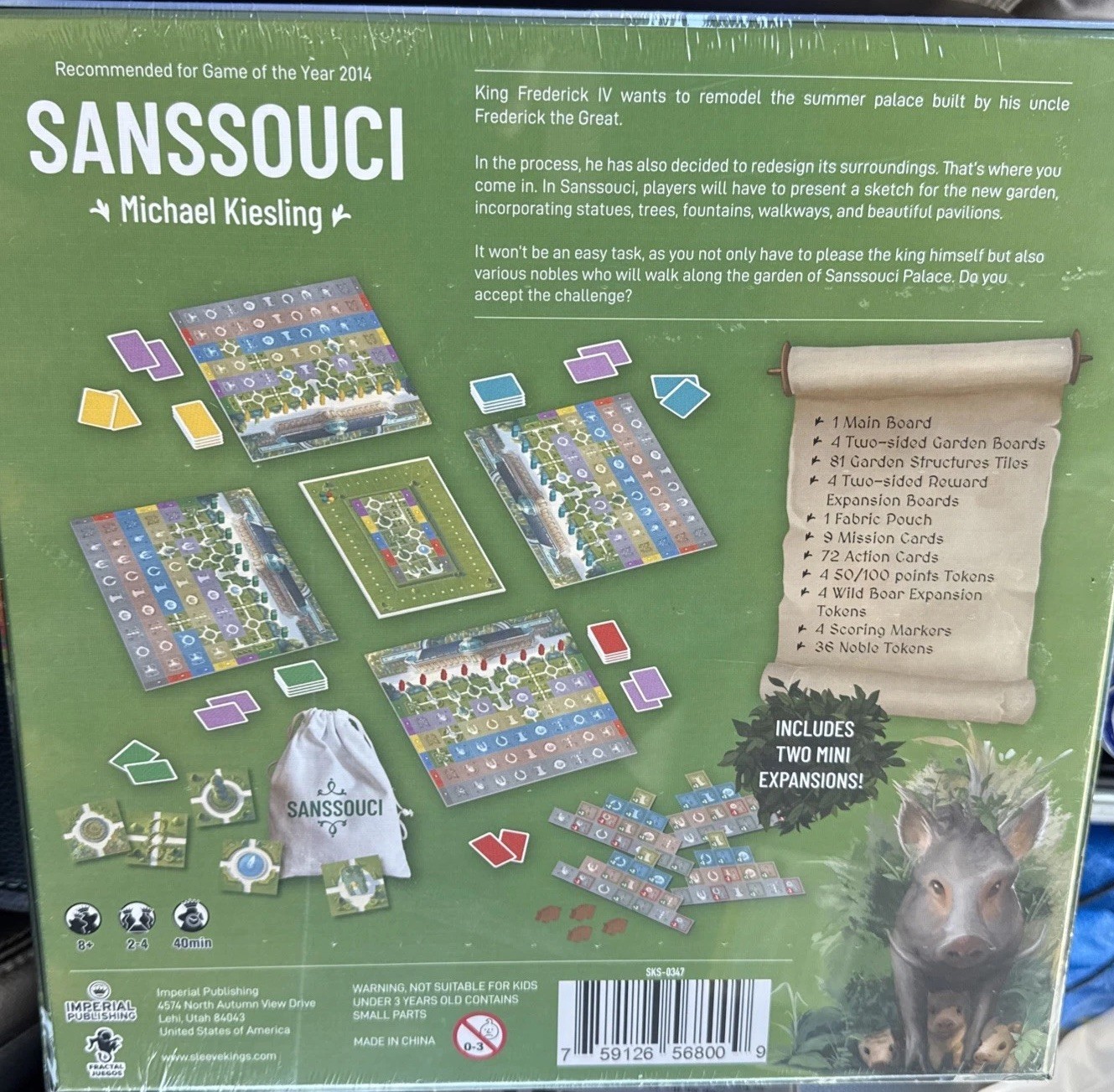 Sanssouci Board Game – 2013 Imperial Publishing – Brand New! With 2 Expansions