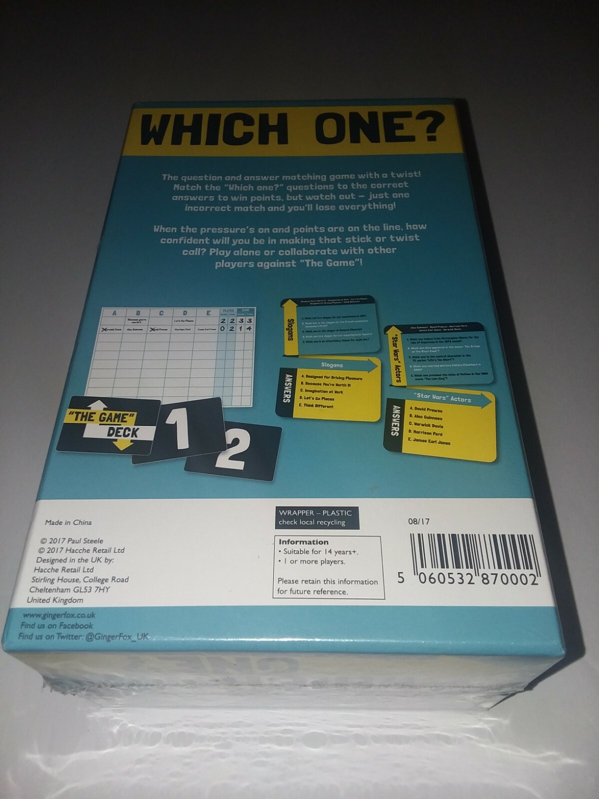 Ginger Fox Which One? Question and Answer Matching Board Game With A Twist!