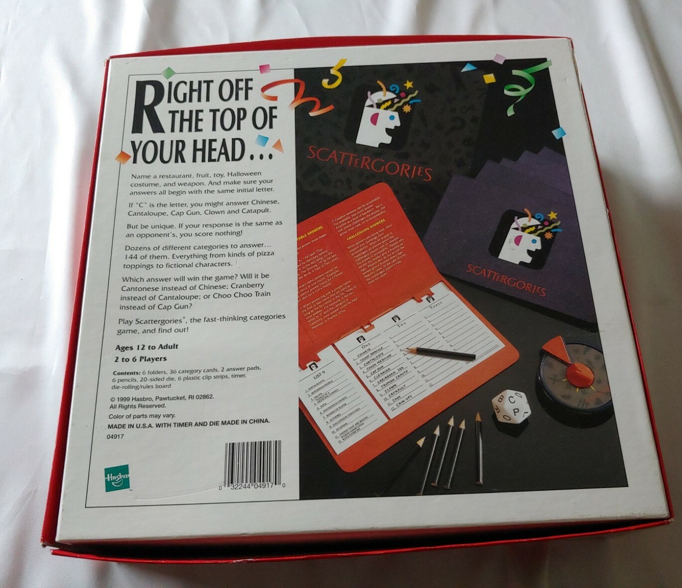 HASBRO- THE GAME OF SCATTERGORIES- pre owned- 1999 version