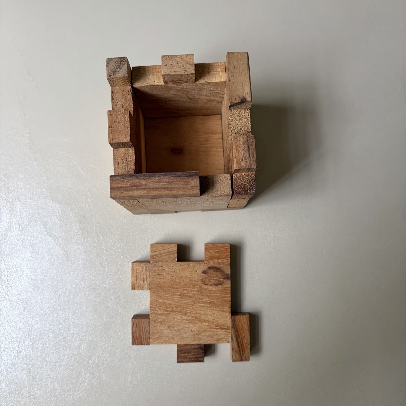 Pair of Wood Dice & Wooden Storage Box Unique Puzzle Box Multi Colored Dots