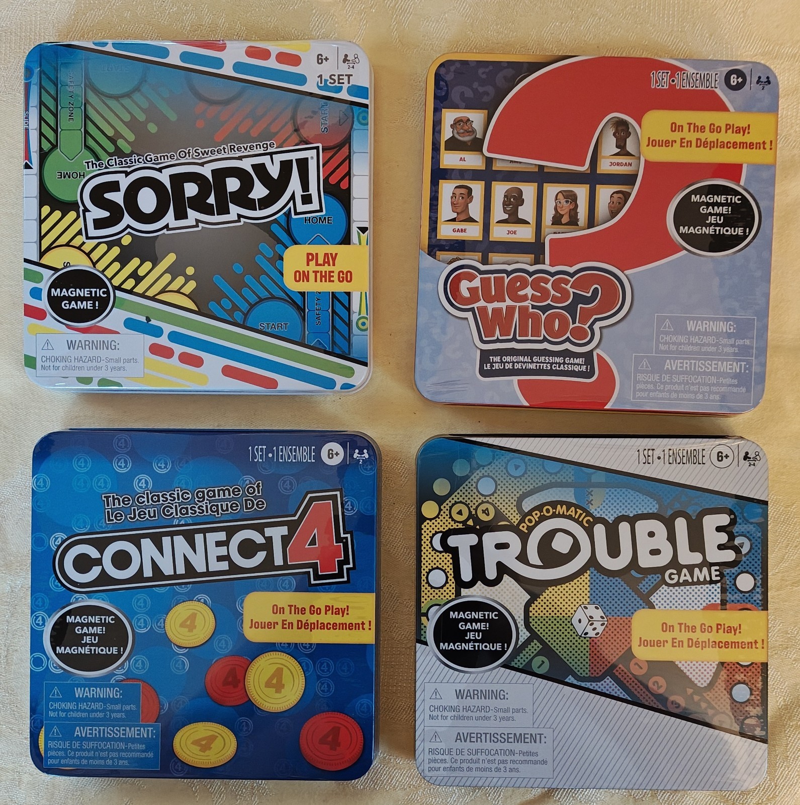 Sorry! Trouble! Guess Who?, Connect 4! Play On The Go Games. NEW/ Sealed.