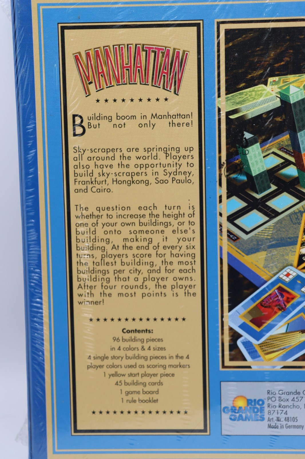 Manhattan Board Game Andreas Seyfarth Rio Grande Games 1994 Award Winner