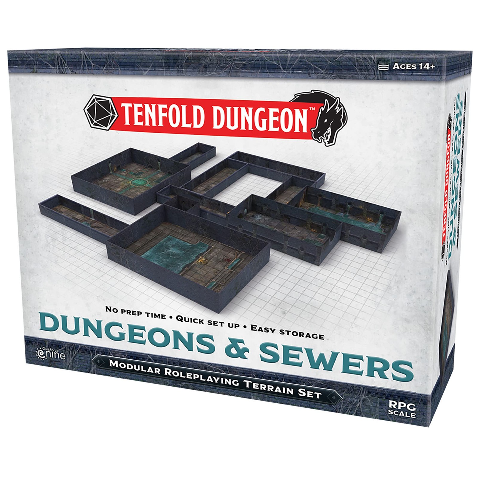 Gale Force Nine Tenfold Dungeon: Dungeons & Sewers – Modular One Size, Blue