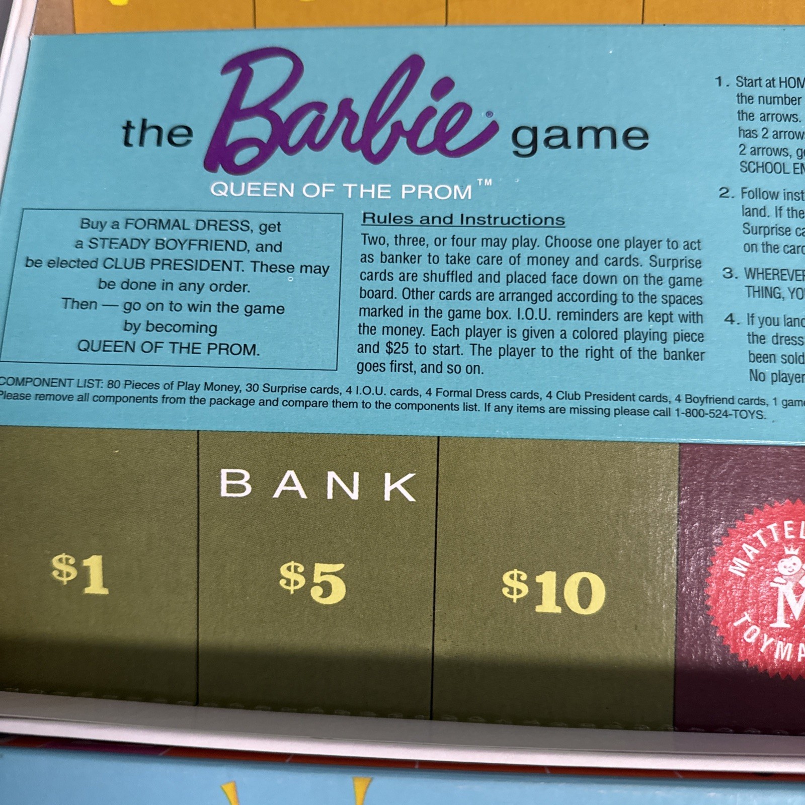 Barbie Queen of the Prom Game by Mattel Complete 1995