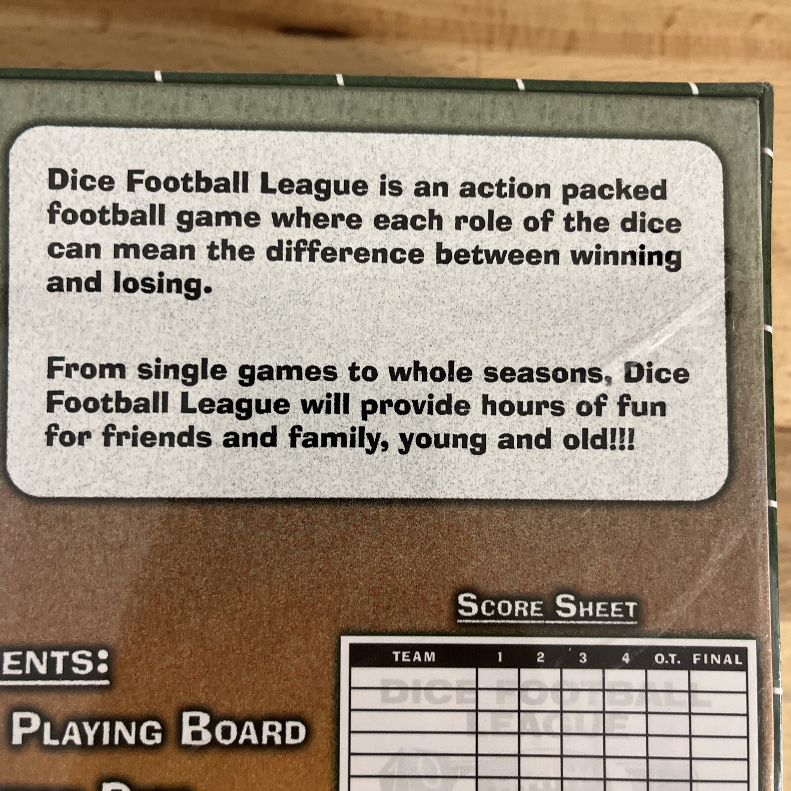 DFL Dice Football League The Game Form Teams Leagues Ages 8 + 2 or More Players