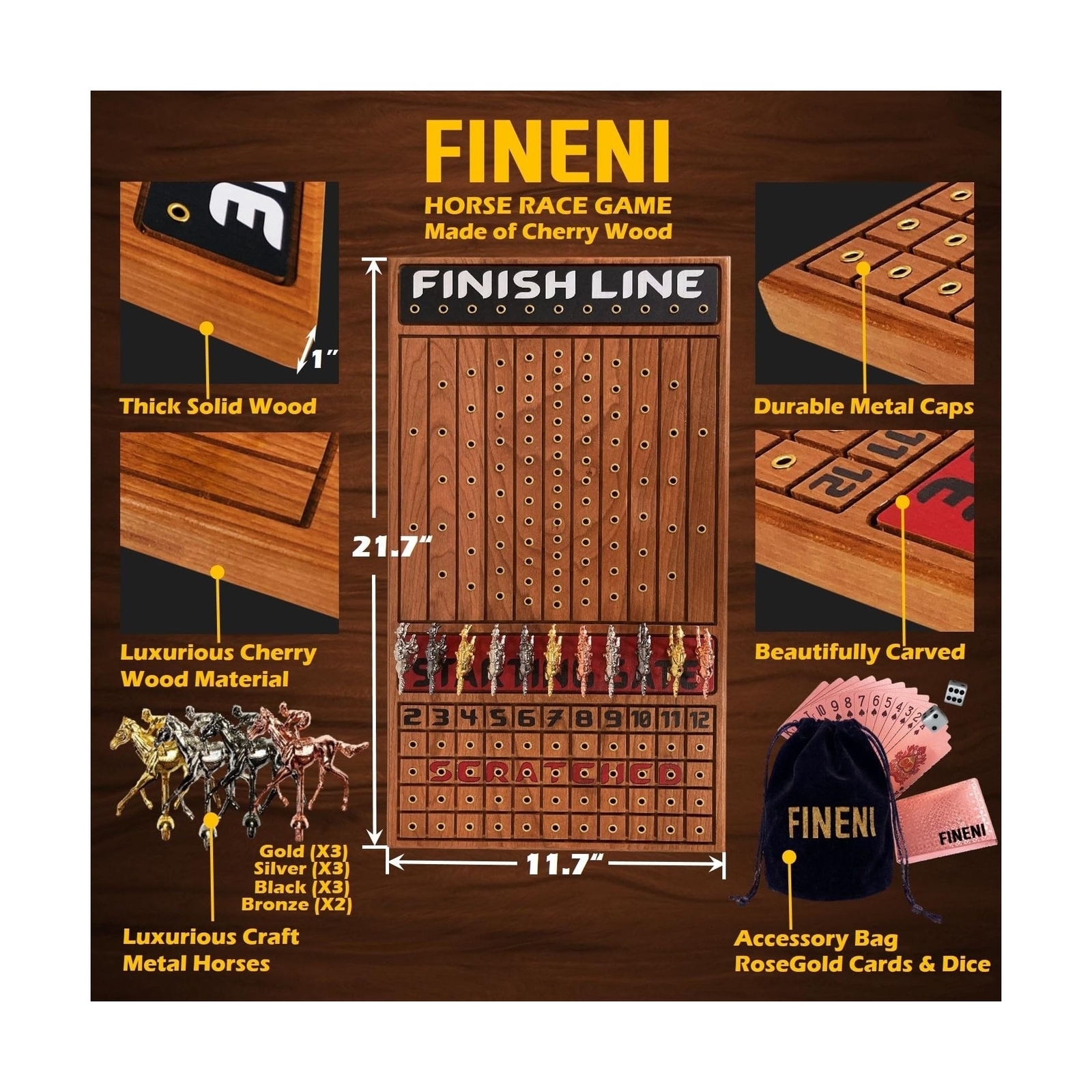 Horse Racing Game for Adults, Horse Race Board Game with 11 Luxurious Metal H…