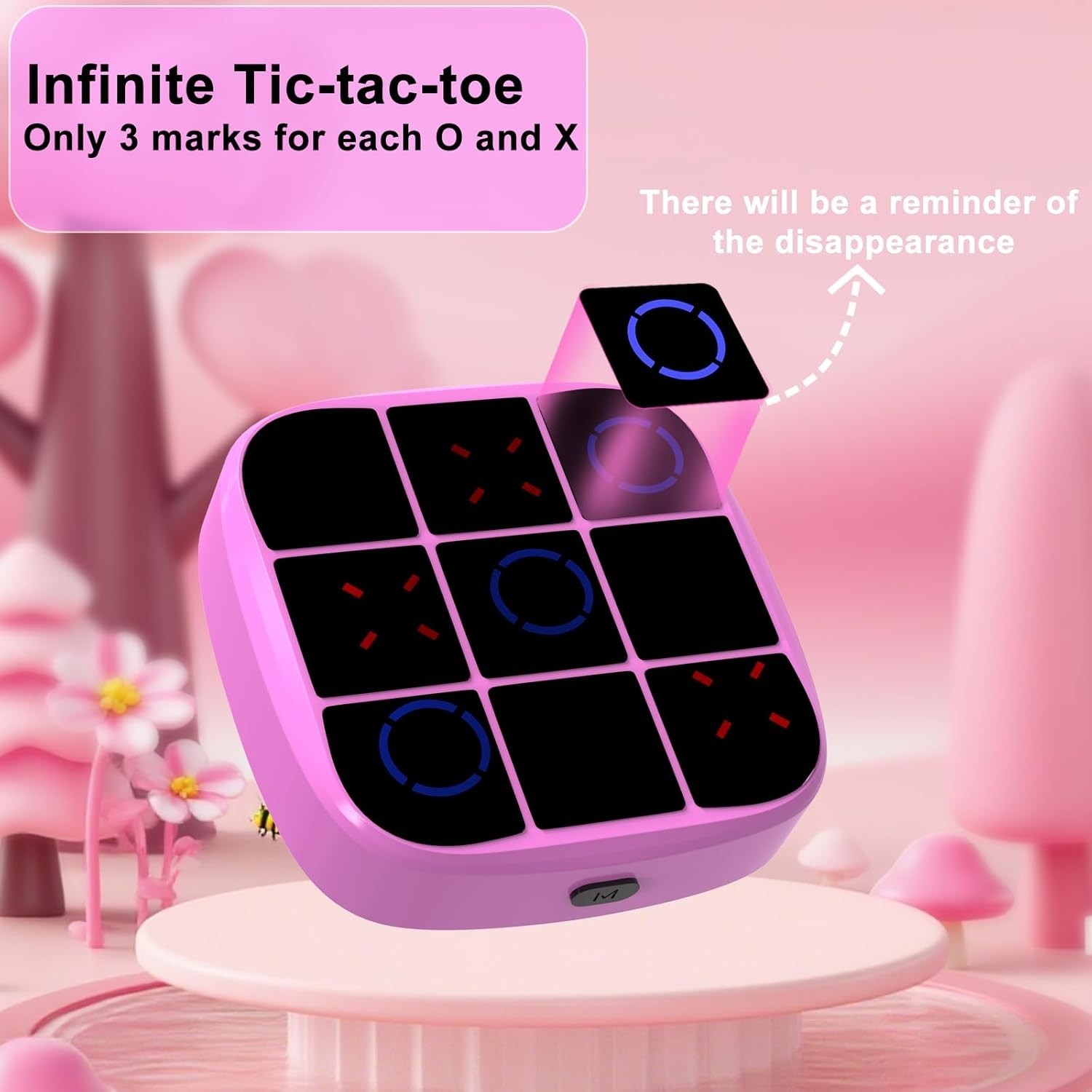 Portable Pink 4-in-1 Tic-Tac-Toe Game: Perfect for Car Rides and Gatherings