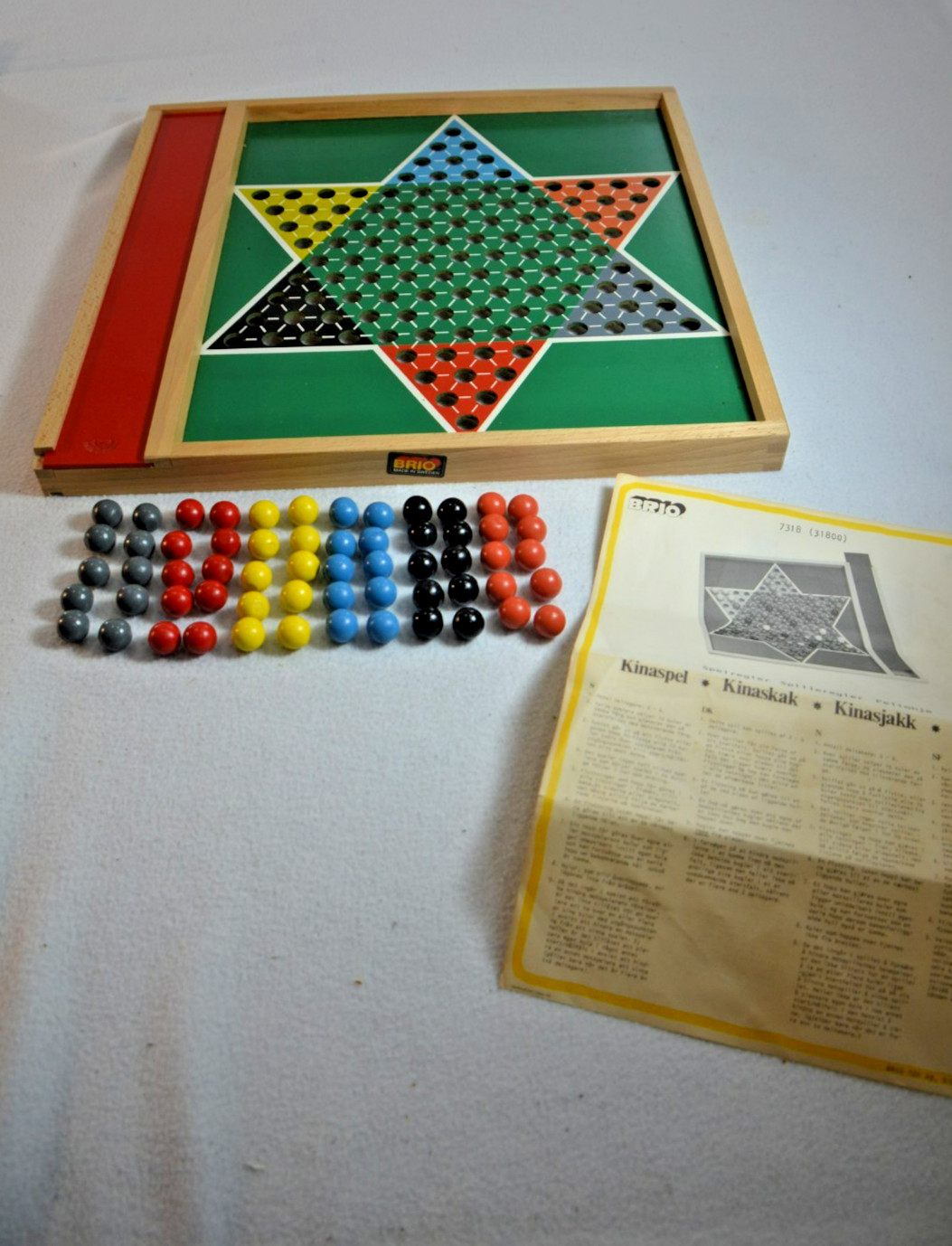 Brio Chinese Checkers Wooden Marbles Board Game Sheden 1970 Ages 5-Up Complete
