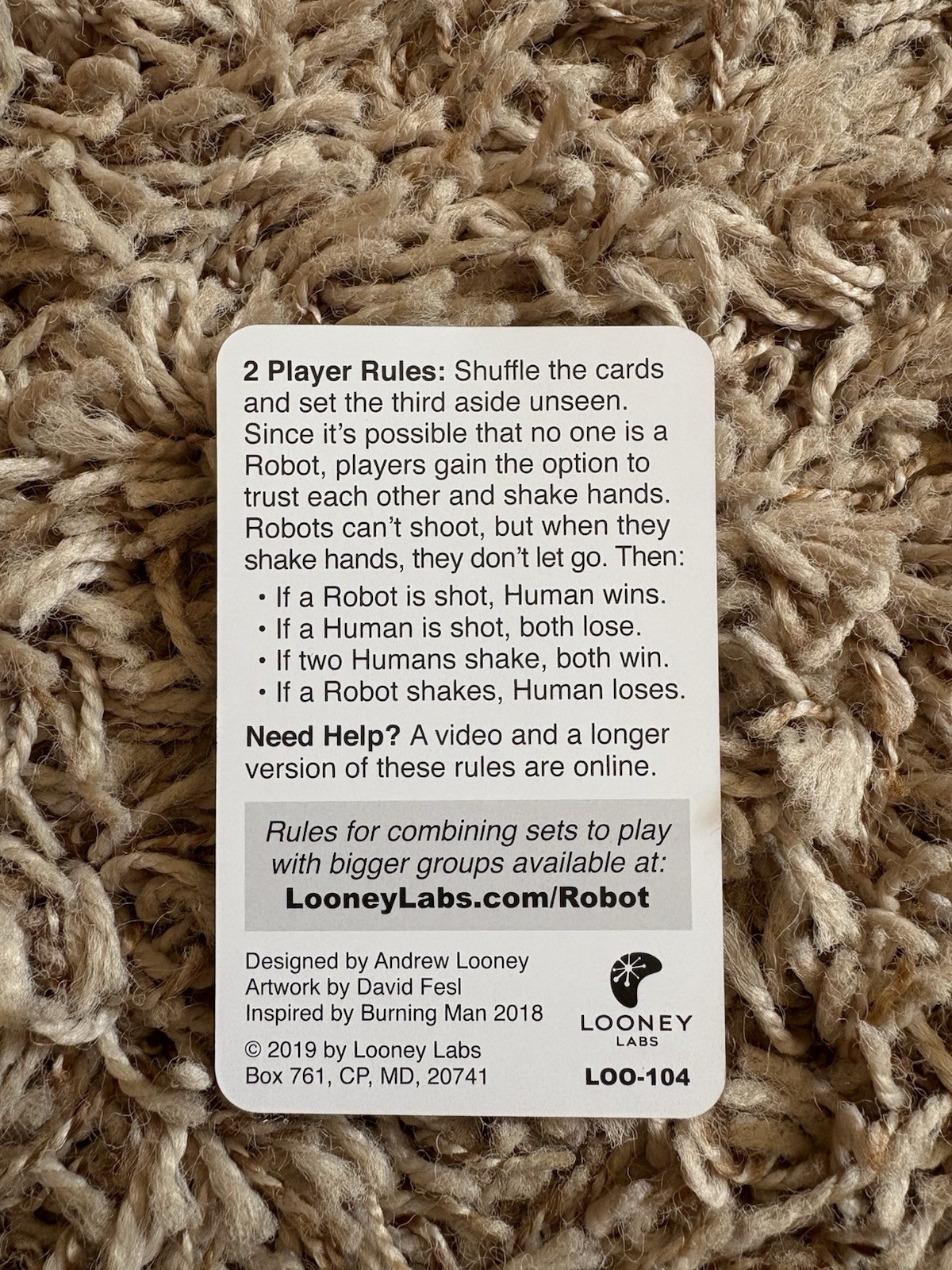 Are You a Robot? A Social Deduction Micro-Game 2-3 Players By Looney Labs