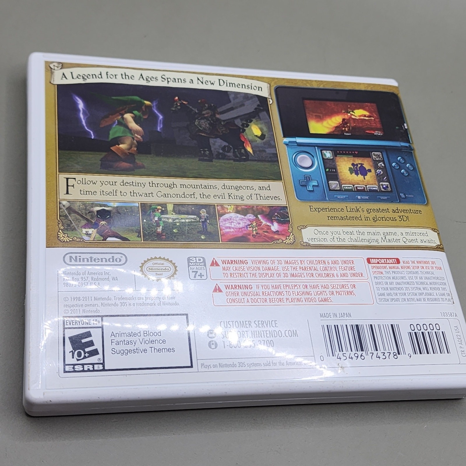 Case Manual NO GAME Legend of Zelda Ocarina of Time Nintendo 3DS