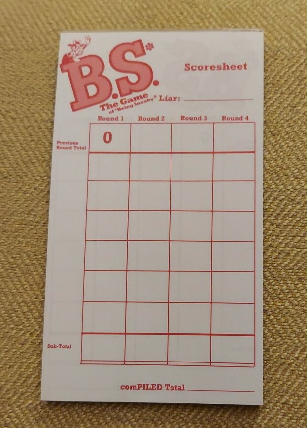 1986 TDC Games B.S. The Game of Being Sneaky Family Replacement 38 Score Sheets