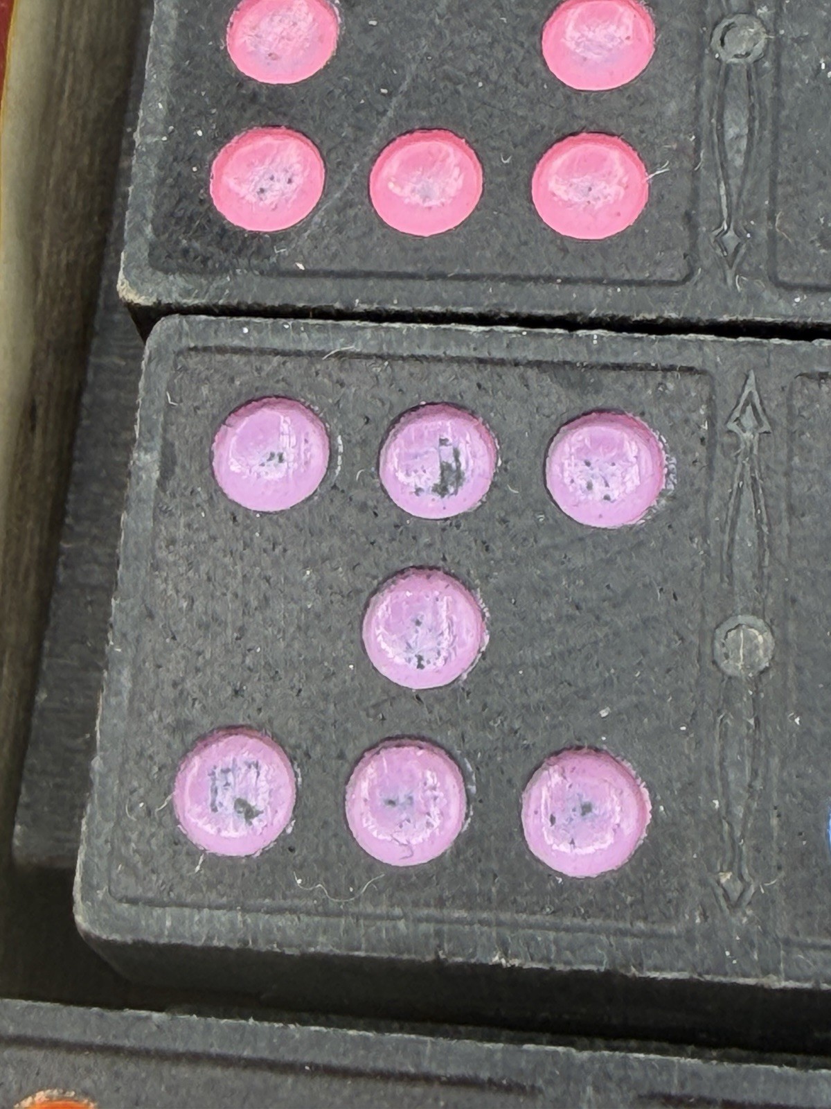 Vintage Double Nine Dominoes Dragon Box Colored Dots 55 Tiles Read