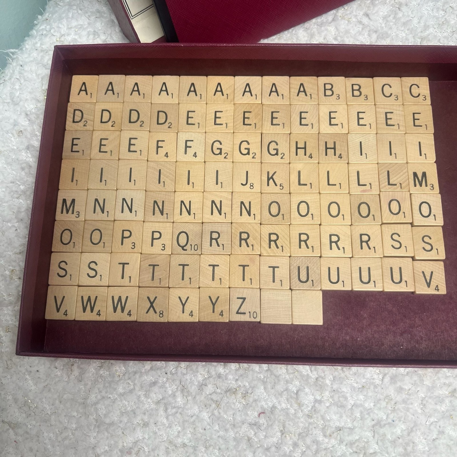 VTG 1953 Scrabble Crossword Game Regular Edition Maroon Box Red Board ALL TILES