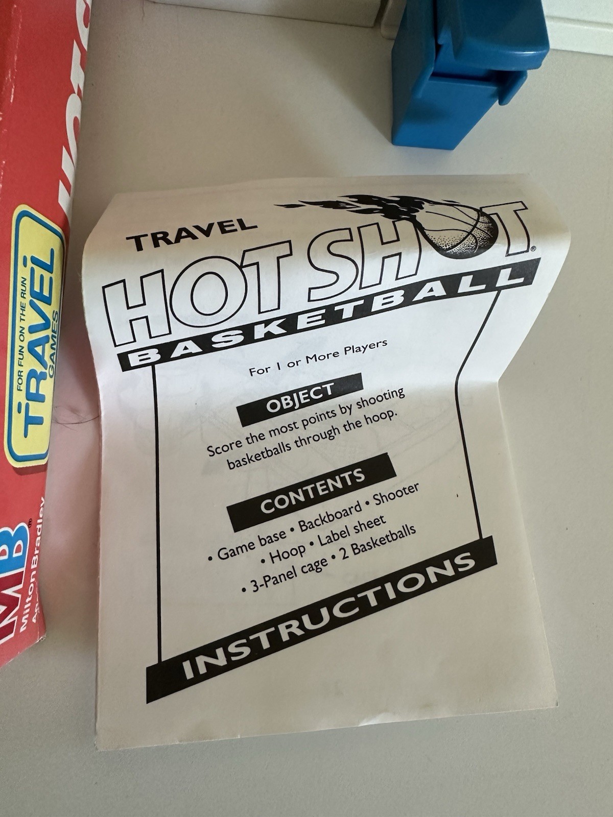 Vintage HOT SHOT BASKETBALL Travel Version (Milton-Bradley ~ 1992)- 1 Basketball