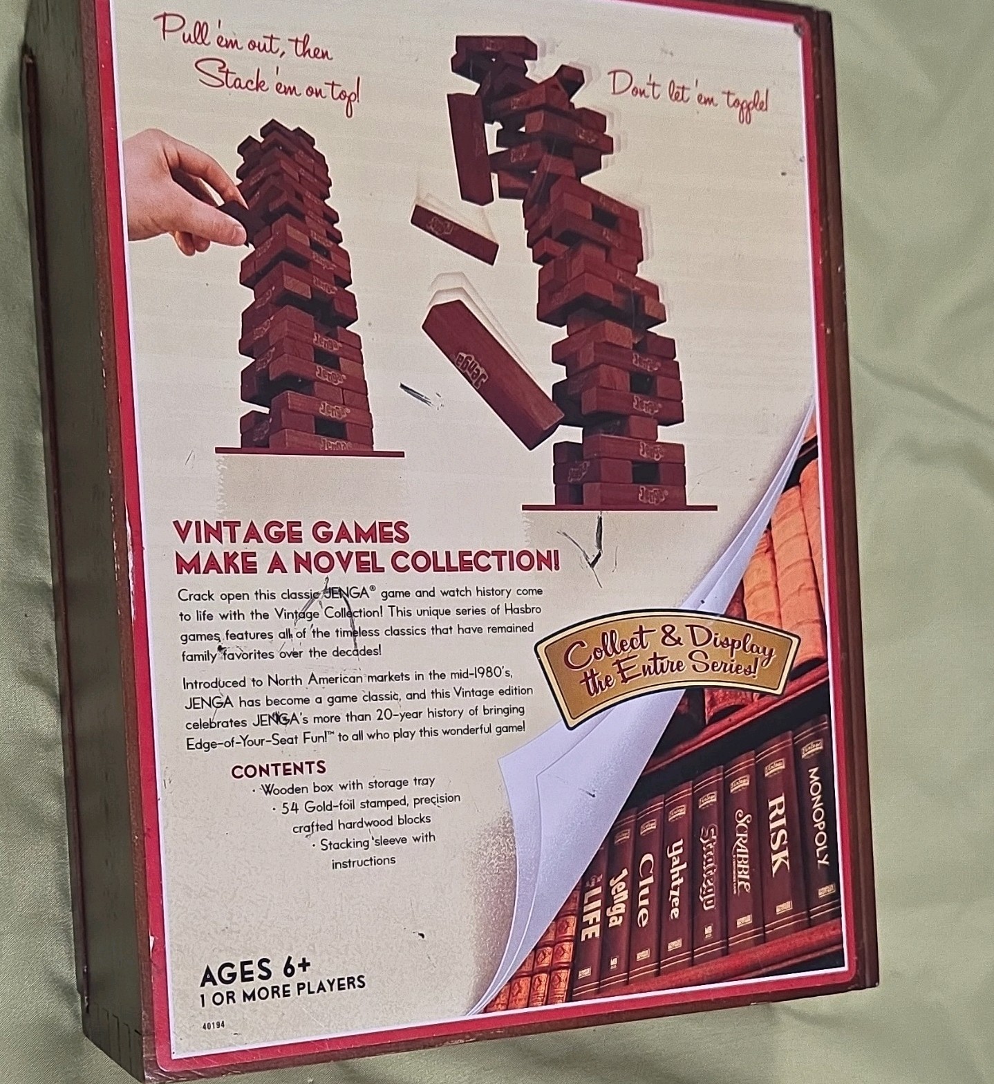 Jenga vintage Wooden Game bookshelf edition 2007