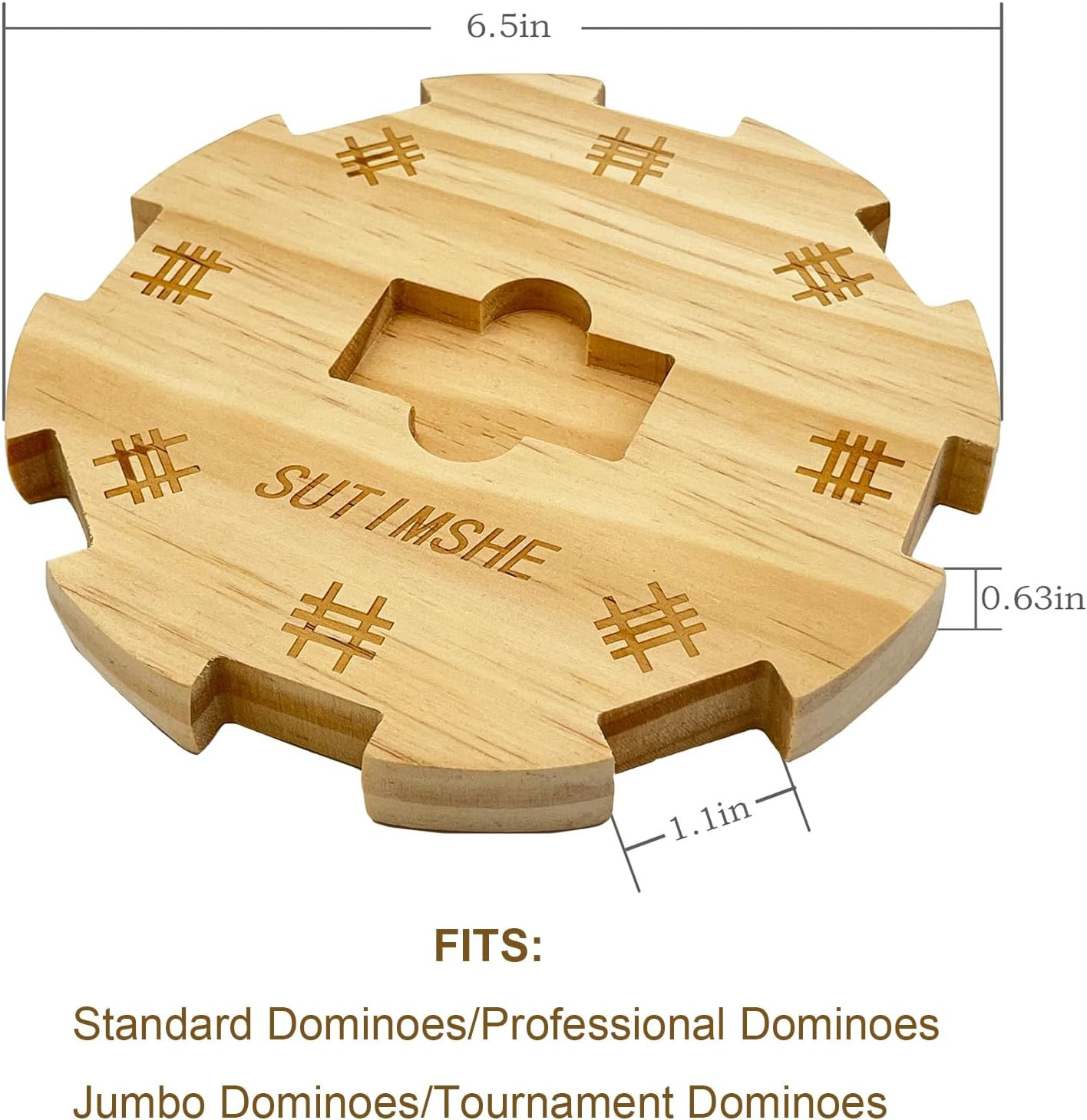 Wooden Hub Centerpiece for Mexican Train Dominoes Game with Felted Bottom (Up to