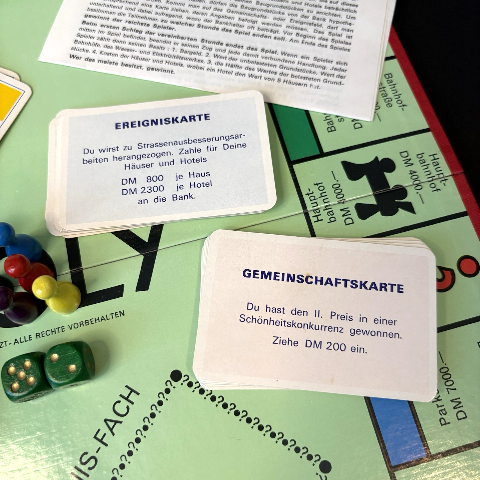 Vintage MONOPOLY Game GERMANY/German All Wooden Pieces Complete 60s