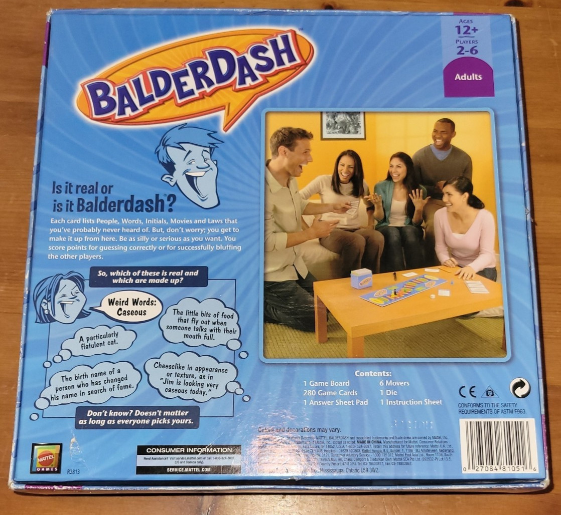 Mattel Balderdash Bluffing Board Game 1,400 Clues 2-6 Players